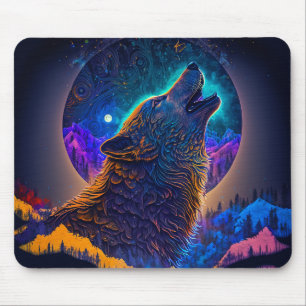 Howling Wolf Surreal Fantasy Mouse Mat