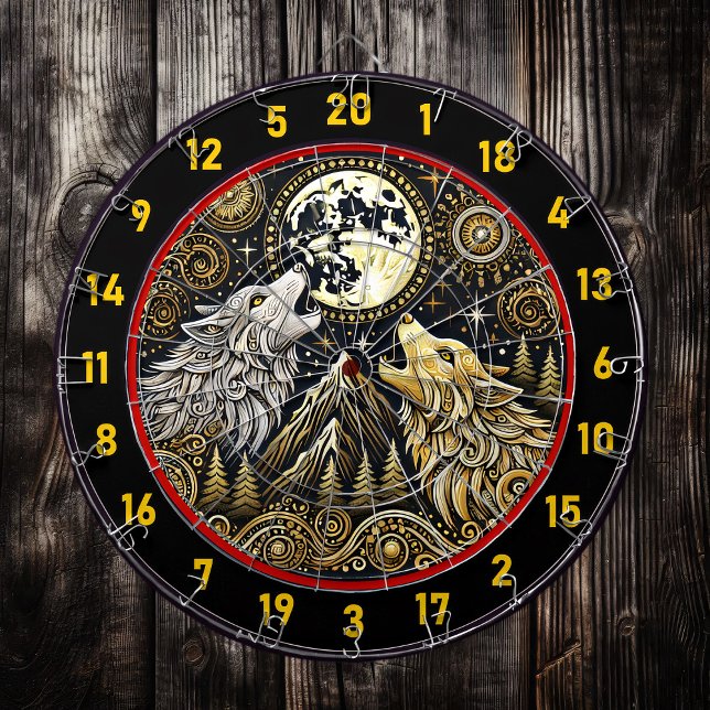 Howling Wolf Symbolises Strength And Wild Freedom Dartboard (Creator Uploaded)
