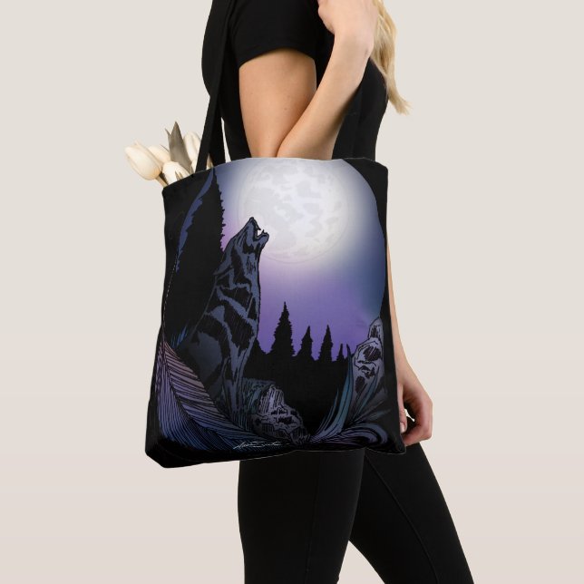 Howling Wolf Tote Bag (Close Up)
