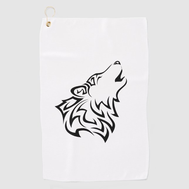 Howling Wolf Tribal Golf Towel (Front)