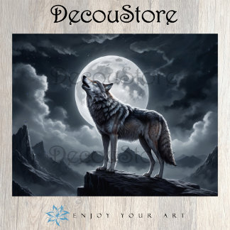 Howling Wolf Under the Full Moon – Decoupage Tissue Paper