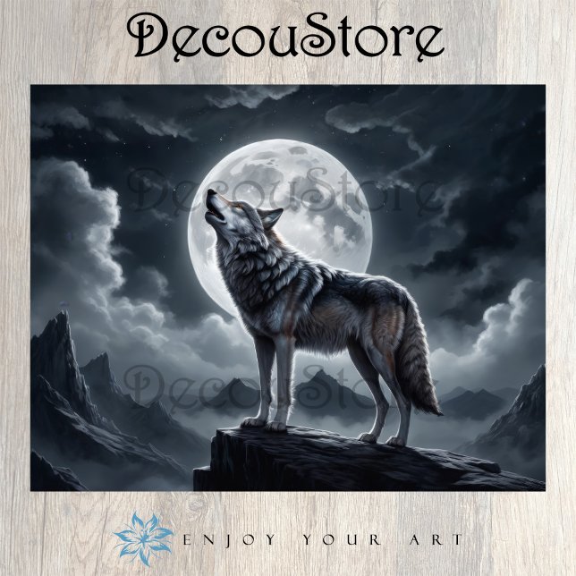 Howling Wolf Under the Full Moon – Decoupage Tissue Paper (Creator Uploaded)