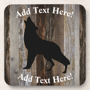 Howling Wolf Vintage Wood Rustic Wood Coaster
