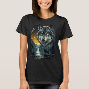 Howling Wolf Waterfall Scene For Nature Lovers And T-Shirt