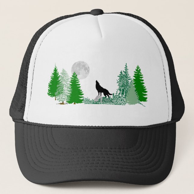 Howling Wolf  Wide View Trucker Hat (Front)