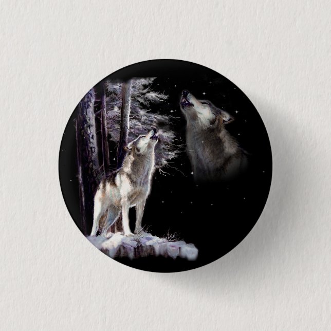 Howling Wolf Wildlife Button (Front)