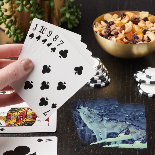Howling Wolf Winter Forest  Playing Cards (In Situ)