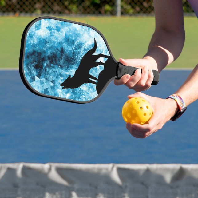 Howling Wolf Winter snowy blue smoke Abstract Pickleball Paddle (Insitu)