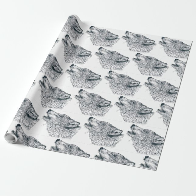Howling Wolf Wrapping Paper (Unrolled)