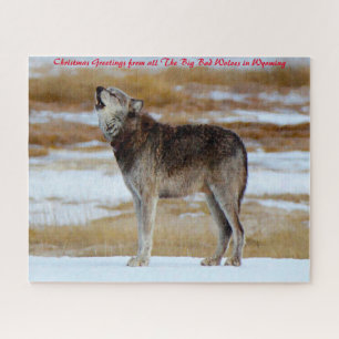 Howling Wolves.Christmas Greetings Jigsaw Puzzle