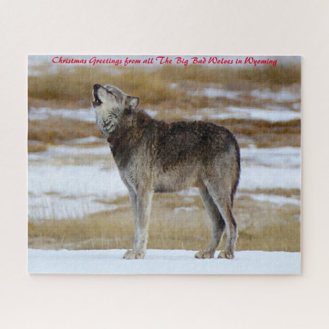 Howling Wolves.Christmas Greetings Jigsaw Puzzle (Horizontal)