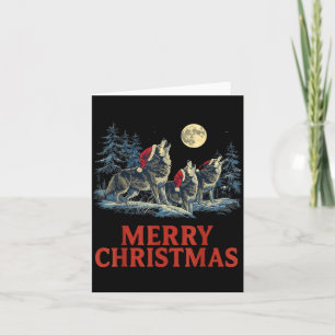 Howling Wolves Merry Christmas Holiday Design  Card