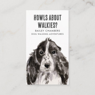 Howls About Walkies Watercolor Dog Walker Business Card