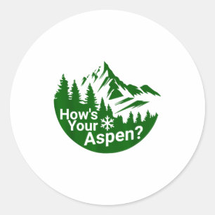 How's aspen_ funny aspen colorado ski skiing joke classic round sticker