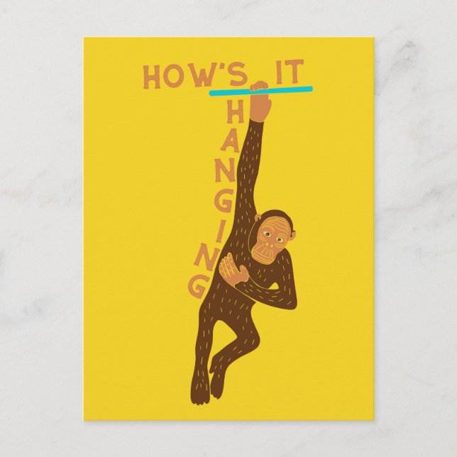 How's It Hanging Cute Monkey Graphic Postcard (Front)