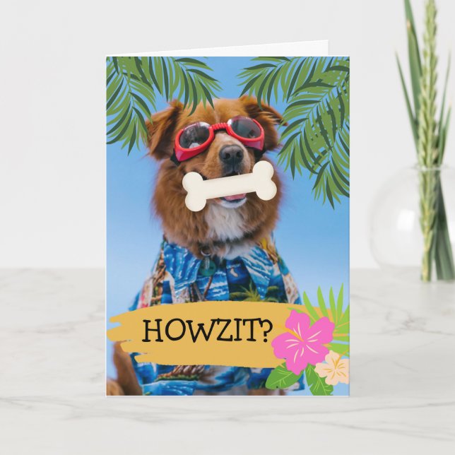 Howzit? Hello How Are You Hawaiian Dog Card (Front)