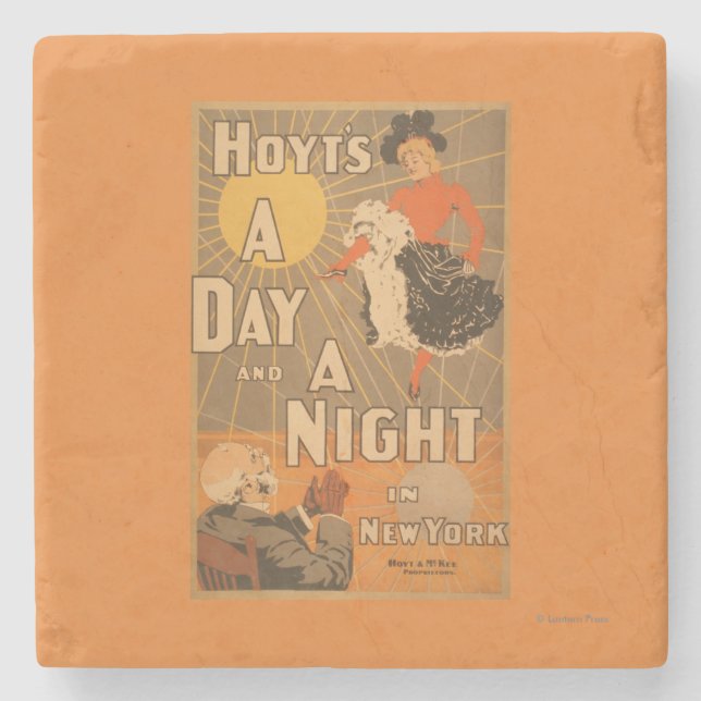 Hoyt's A day and a night in New York City Play Stone Coaster (Front)