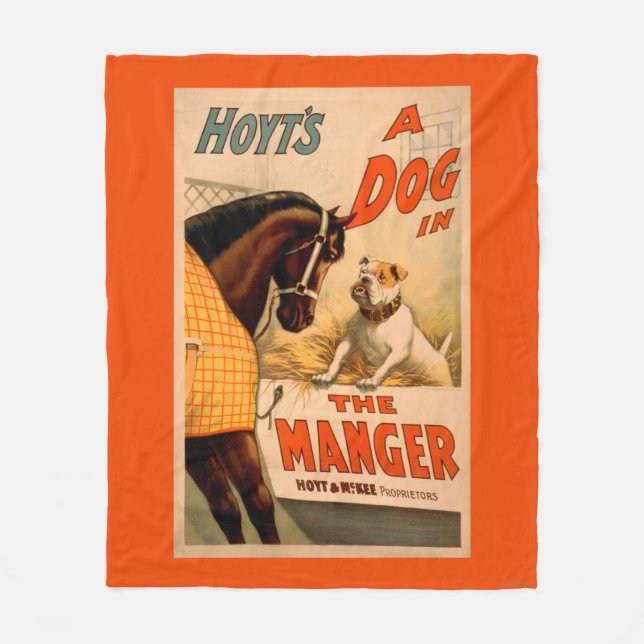 Hoyt's A dog in the Manger Theatre Poster Fleece Blanket (Front)