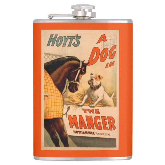 Hoyt's A dog in the Manger Theatre Poster Hip Flask (Front)
