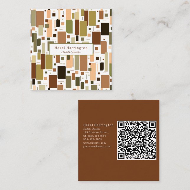 HQ Code Retro Square Business Card Mid Century (Front/Back)