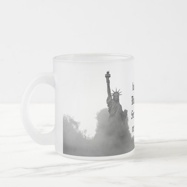 HQ frosted mug statue of liberty rising from fog (Left)