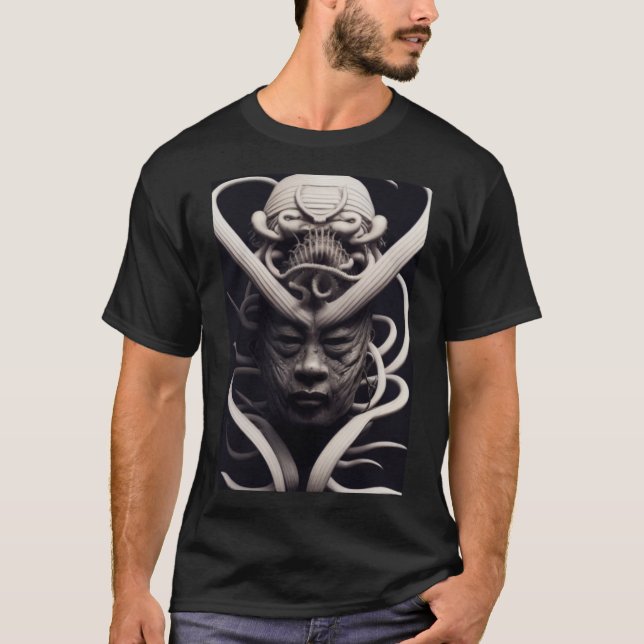 HR Giger inspirierte D Ukiyo-e von Musashi, japani T-Shirt (Front)