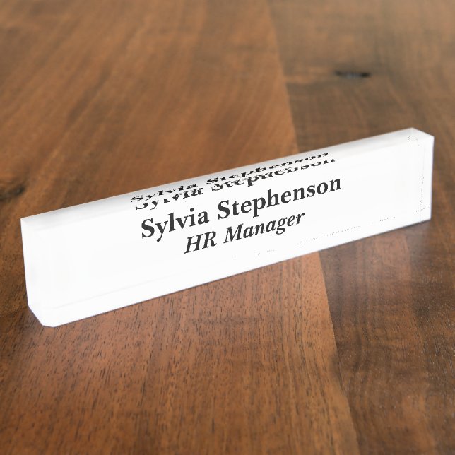 HR Manager White Acrylic Nameplate (Side)