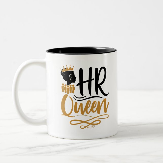 HR Queen Human Resources Women Two-Tone Coffee Mug (Left)