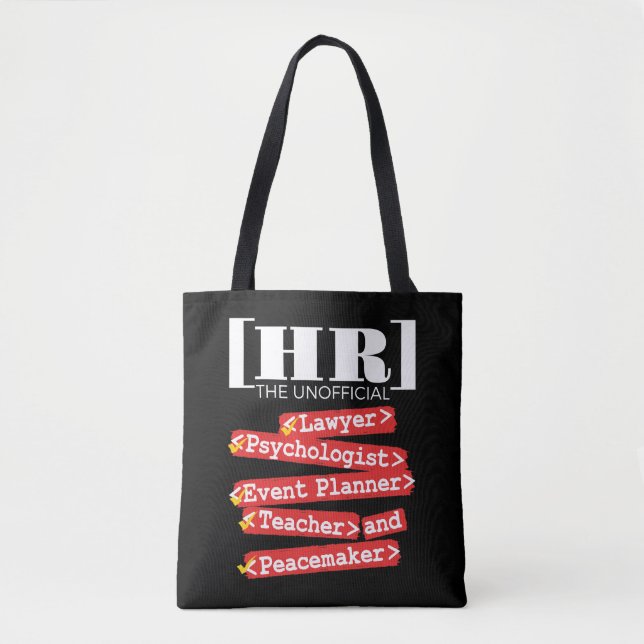 HR Unofficial Funny Human Resources Staff Tote Bag (Front)