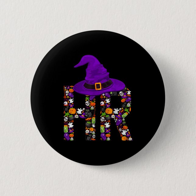 Hr Witch Human Resources Pumpkin Halloween Costume 6 Cm Round Badge (Front)
