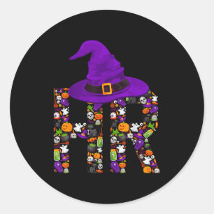 Hr Witch Human Resources Pumpkin Halloween Costume Classic Round Sticker