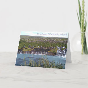 Hraunfossar waterfall in Iceland greeting card