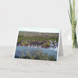 Hraunfossar waterfall in Iceland greeting card