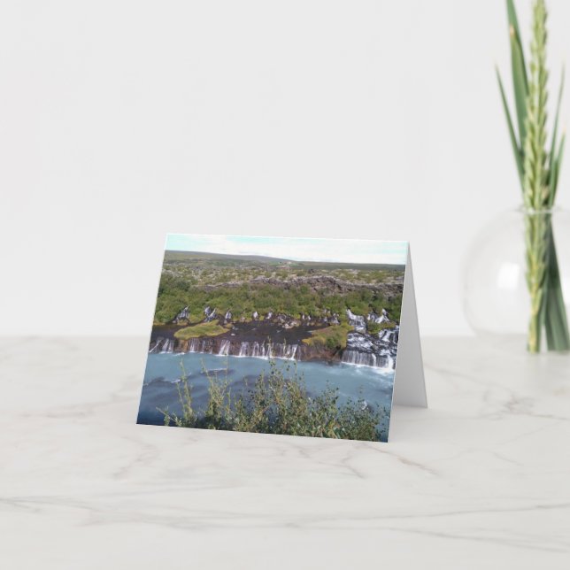 Hraunfossar waterfall in Iceland greeting card (Front)