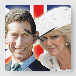 HRH Prince Charles & HRH Duchess of Cornwall Square Wall Clock