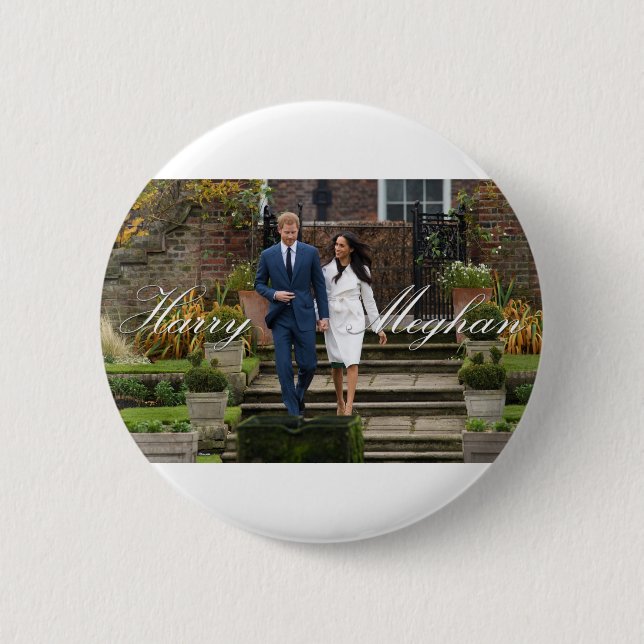 HRH Prince Harry and Meghan Markle Royal Wedding 6 Cm Round Badge (Front)