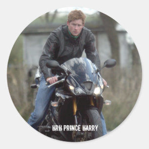 HRH Prince Harry motorbike Classic Round Sticker