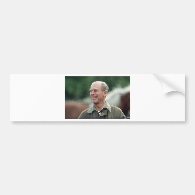 HRH Prince Philip laughing Bumper Sticker (Front)