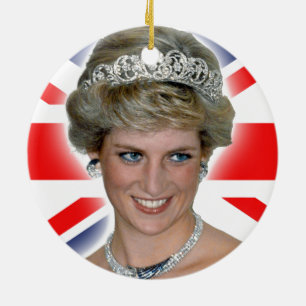 HRH Princess Diana Union Jack Ceramic Tree Decoration