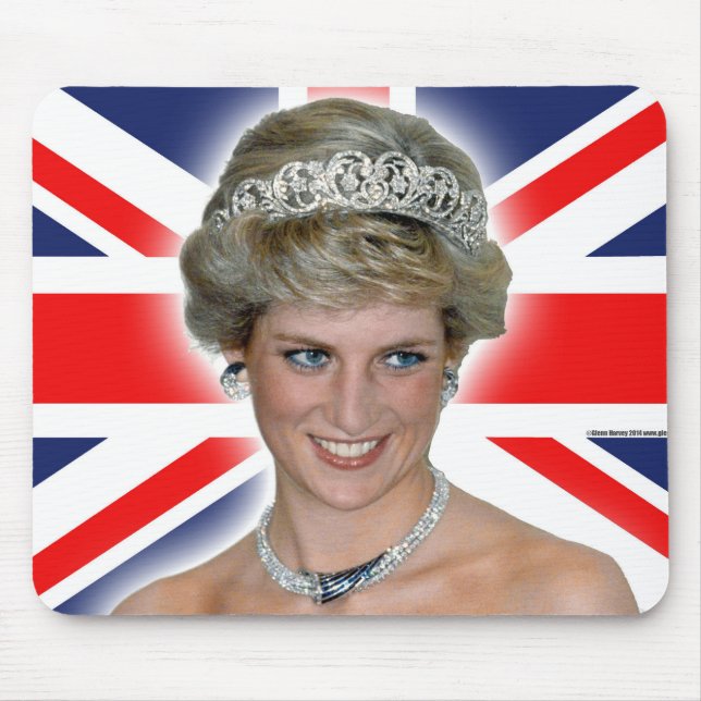HRH Princess Diana Union Jack Mouse Mat (Front)