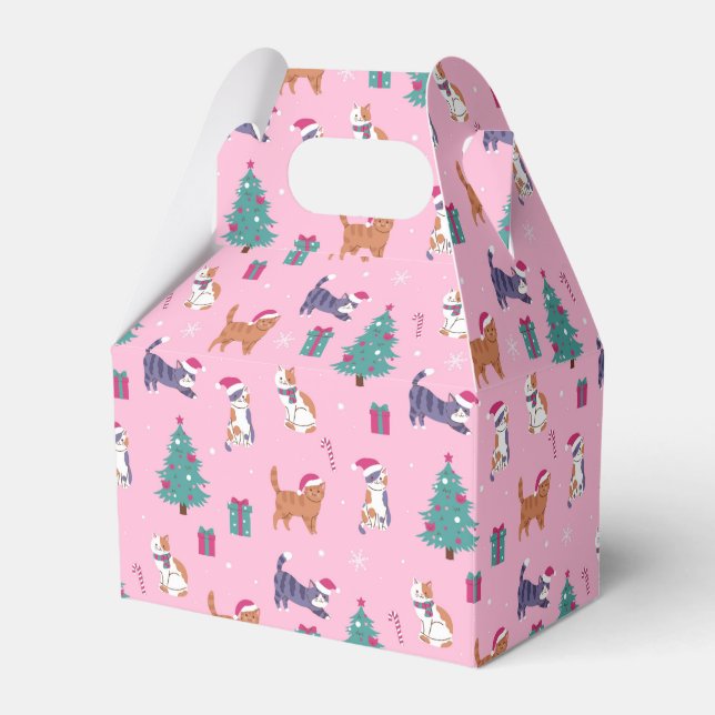 hristmas Cats and Trees Holiday Pattern Favour Box (Front Side)