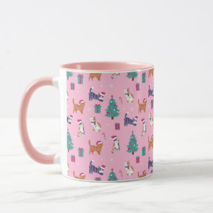 hristmas Cats and Trees Holiday Pattern Mug