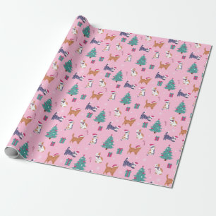 hristmas Cats and Trees Holiday Pattern Wrapping Paper