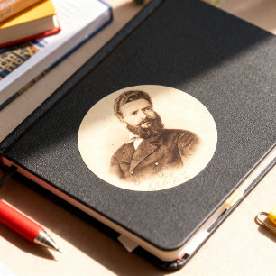 Hristo Botev Vintage Portrait Bulgarian Patriot Classic Round Sticker