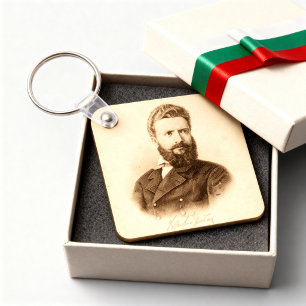 Hristo Botev Vintage Portrait Bulgarian Patriot Key Ring