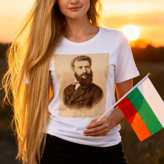 Hristo Botev Vintage Portrait Bulgarian Patriot Tri-Blend Shirt