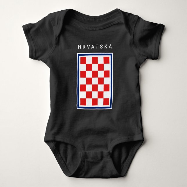 Hrvatska Checker Blue Border Baby Bodysuit (Front)
