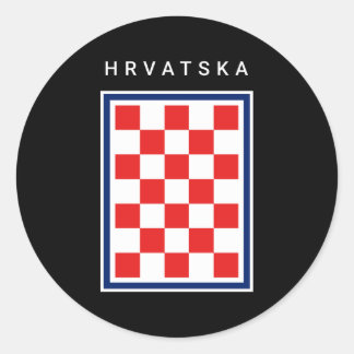 Hrvatska Checker Blue Border Classic Round Sticker