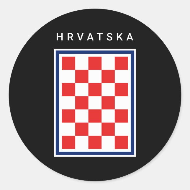 Hrvatska Checker Blue Border Classic Round Sticker (Front)