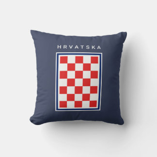 Hrvatska Checker Blue Border Cushion